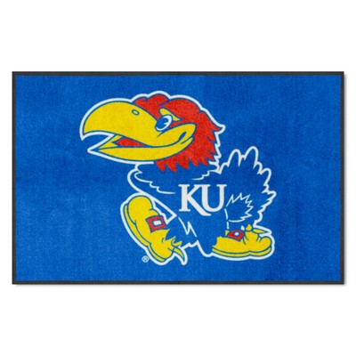 Fan Mats  LLC Kansas Jayhawks 4x6 Logo Mat Landscape Blue