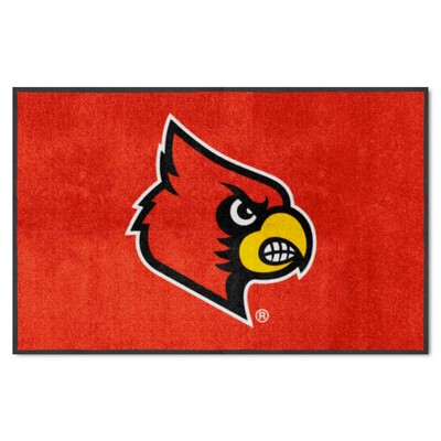 Fan Mats  LLC Louisville 4X6 High-Traffic Mat with Durable Rubber Backing - Landscape Orientation Red