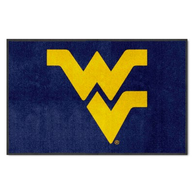 Fan Mats  LLC West Virginia Mountaineers 4x6 Logo Mat Landscape Blue