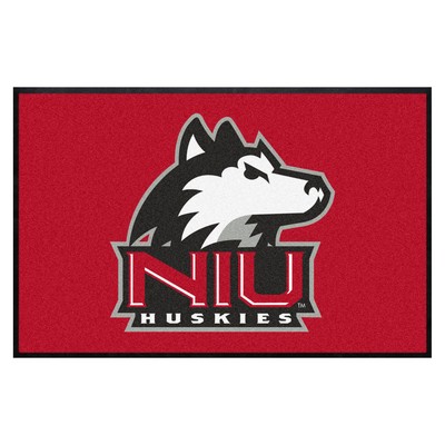 Fan Mats  LLC Northern Illinois4X6 High-Traffic Mat with Durable Rubber Backing - Landscape Orientation Red