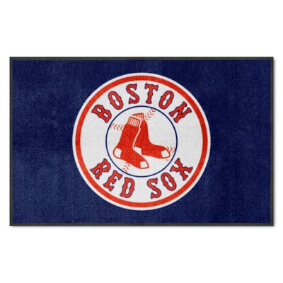 Fan Mats  LLC Boston Red Sox 4X6 High-Traffic Mat with Durable Rubber Backing - Landscape Orientation Navy