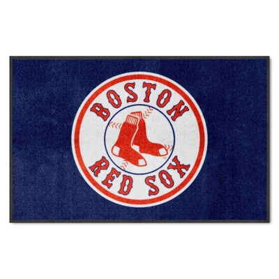 Fan Mats  LLC Boston Red Sox 4x6 Logo Mat Landscape Navy
