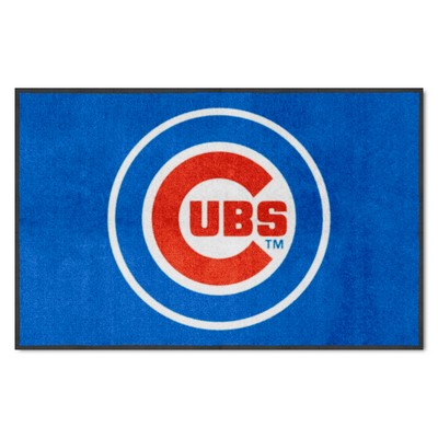 Fan Mats  LLC Chicago Cubs 4x6 Logo Mat Landscape Blue