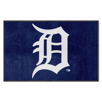 Fan Mats  LLC Detroit Tigers 4x6 Logo Mat Landscape Navy
