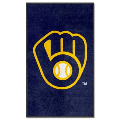 Fan Mats  LLC Milwaukee Brewers 3x5 Logo Mat Portrait Navy