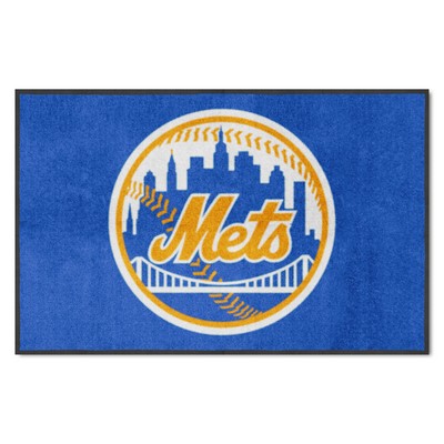 Fan Mats  LLC New York Mets 4X6 High-Traffic Mat with Durable Rubber Backing - Landscape Orientation Blue