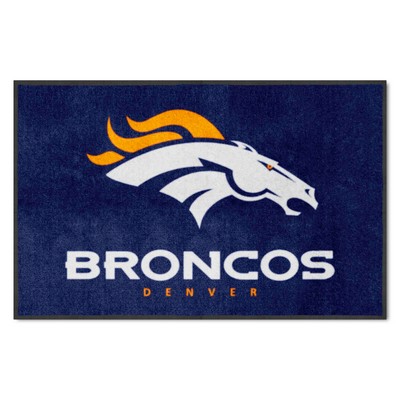 Fan Mats  LLC Denver Broncos 4x6 Logo Mat Landscape Navy