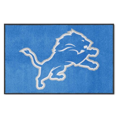 Fan Mats  LLC Detroit Lions 4x6 Logo Mat Landscape Blue
