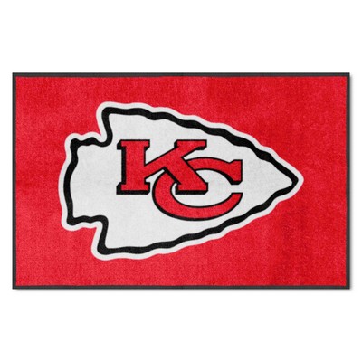 Fan Mats  LLC Kansas City Chiefs 4X6 High-Traffic Mat with Durable Rubber Backing - Landscape Orientation Red