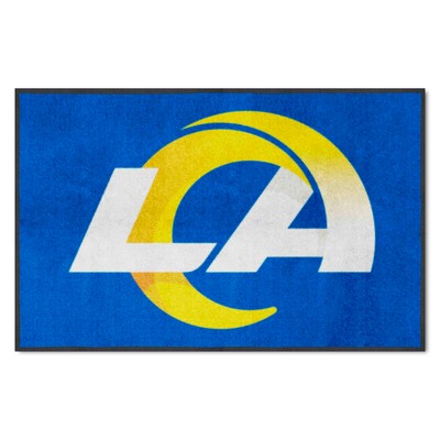 Fan Mats  LLC Los Angeles Rams 4x6 Logo Mat Landscape Blue