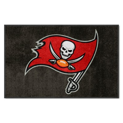 Fan Mats  LLC Tampa Bay Buccaneers 4X6 High-Traffic Mat with Durable Rubber Backing - Landscape Orientation Pewter