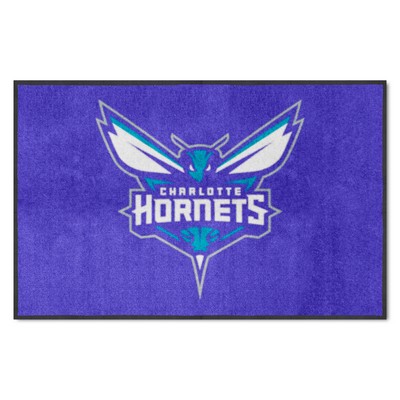 Fan Mats  LLC Charlotte Hornets 4x6 Logo Mat Landscape Purple