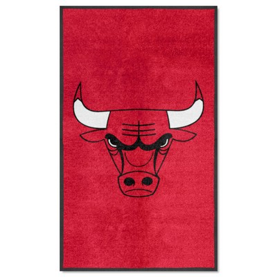 Fan Mats  LLC Chicago Bulls 3X5 High-Traffic Mat with Durable Rubber Backing - Portrait Orientation Red