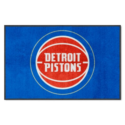 Fan Mats  LLC Detroit Pistons 4X6 High-Traffic Mat with Durable Rubber Backing - Landscape Orientation Blue