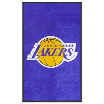 Fan Mats  LLC Los Angeles Lakers 3X5 High-Traffic Mat with Durable Rubber Backing - Portrait Orientation Purple