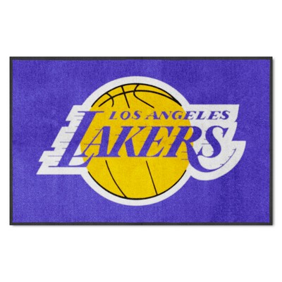 Fan Mats  LLC Los Angeles Lakers 4X6 High-Traffic Mat with Durable Rubber Backing - Landscape Orientation Purple