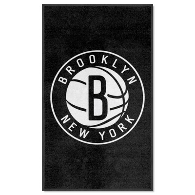 Fan Mats  LLC Brooklyn Nets 3X5 High-Traffic Mat with Durable Rubber Backing - Portrait Orientation Black