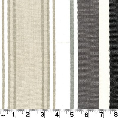 Roth and Tompkins Textiles Bridgewater Charcoal Grey COTTON Wide Striped fabric by the yard.