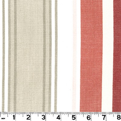 Roth and Tompkins Textiles Bridgewater Cranberry Beige NA COTTON Wide Striped fabric by the yard.