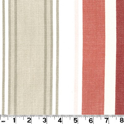 Roth and Tompkins Textiles Bridgewater Cranberry D3009 Beige Multipurpose Cotton Cotton Fire Rated Fabric Wide Striped  Fabric fabric by the yard.