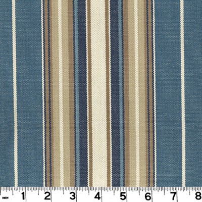Roth and Tompkins Textiles Belmont Cobalt Blue COTTON Wide Striped fabric by the yard.