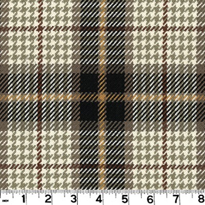 Roth and Tompkins Textiles Brennan Kohl Black NA COTTON Houndstooth Plaid  and Tartan fabric by the yard.