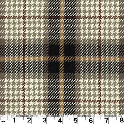 Roth and Tompkins Textiles Brennan Kohl D3075 Black COTTON COTTON Houndstooth  Plaid and Tartan Fabric fabric by the yard.
