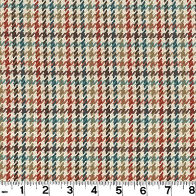 Roth and Tompkins Textiles Hamilton Terra Cotta Multi NA COTTON Houndstooth fabric by the yard.