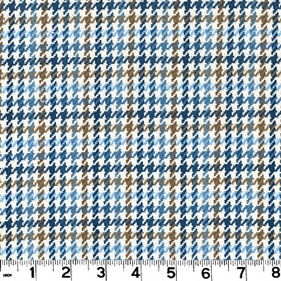 Roth and Tompkins Textiles Hamilton Lake Blue NA COTTON Houndstooth fabric by the yard.