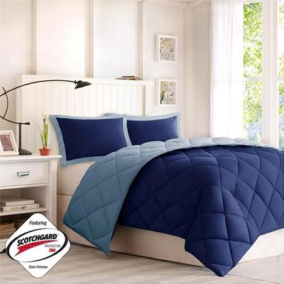 Olliix Larkspur Microfiber Down Alternative Blanket Navy/Light Blue 