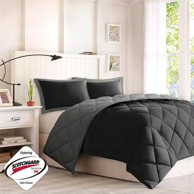 Olliix Larkspur Microfiber Down Alternative Blanket Black / Gray