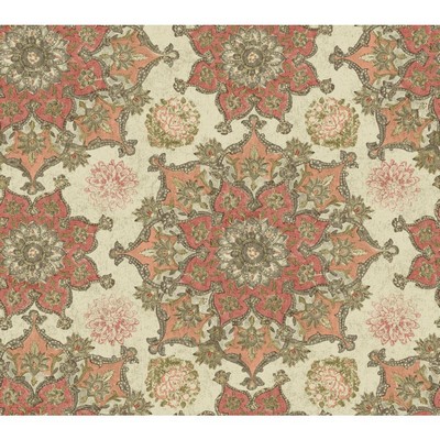 Waverly Wallpaper Global Chic Incense Wheet Wallpaper cream, coral, peach, taupe, beige