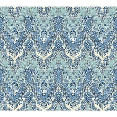 Waverly Wallpaper Global Chic Palace Safari Wallpaper medium blue, aqua, white, dark blue, tan (pearl)