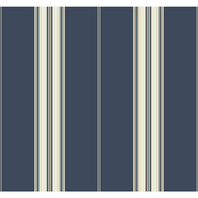 Waverly Wallpaper Waverly Stripes Down The Lane Wallpaper deep blue, white, medium blue, gold