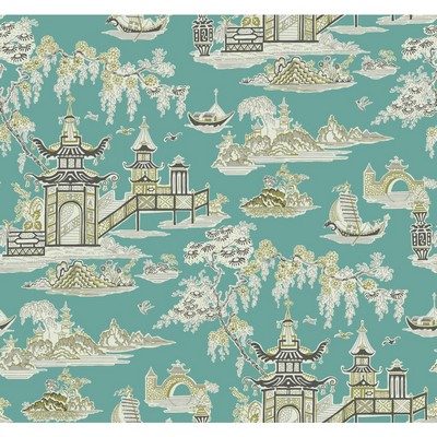Waverly Wallpaper Waverly Classics II Peaceful Temple Removable Wallpaper Blues
