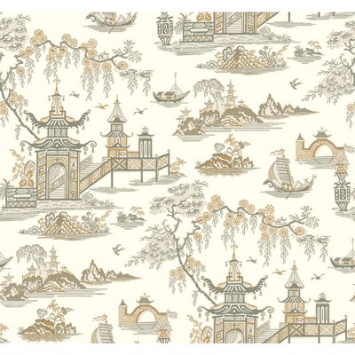 Waverly Wallpaper Waverly Classics II Peaceful Temple Removable Wallpaper Blacks