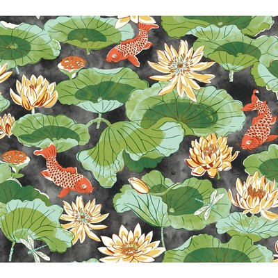 Waverly Wallpaper Waverly Classics II Lotus Lake Removable Wallpaper Blacks