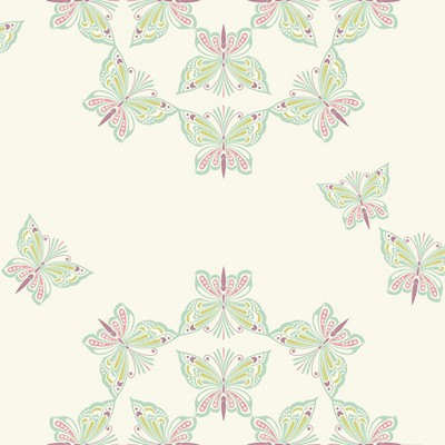 Waverly Wallpaper IPANEMA SIDEWALL               white, mint, pink, light purple, yellow/green, sil