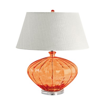 Lamp Works Recycled Fluted Glass Urn Table Lamp In Orange Orange