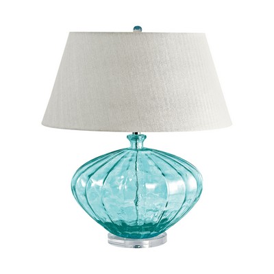 Lamp Works Recycled Fluted Glass Urn Table Lamp In Blue Blue