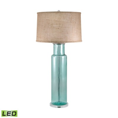 Lamp Works Recycled Glass Cylinder LED Table Lamp In Blue Blue