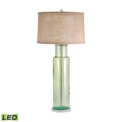 Lamp Works Recycled Glass Cylinder LED Table Lamp In Green Green