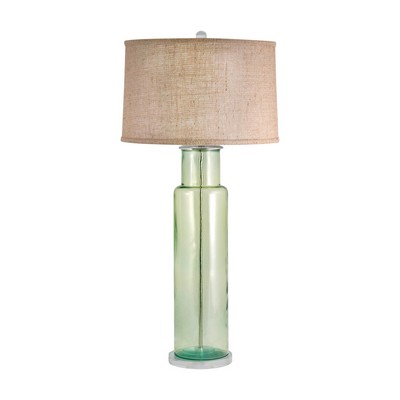 Lamp Works Recycled Glass Cylinder Table Lamp In Green Green