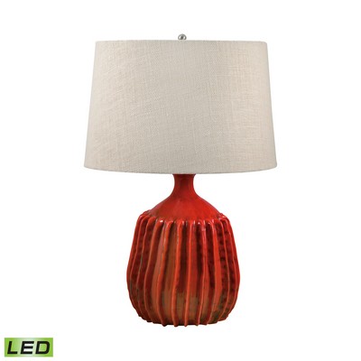 Lamp Works Ribbed Terra Cotta LED Table Lamp In Tomato Red Tomato Red