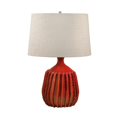 Lamp Works Ribbed Terra Cotta Table Lamp In Tomato Red Tomato Red