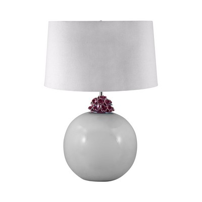 Lamp Works Ceramic Ball Table Lamp In White And Amethyst White