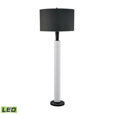 Lamp Works Modern Wood And White Bisque Ceramic LED Floor Lamp White Bisque,Modern Wood