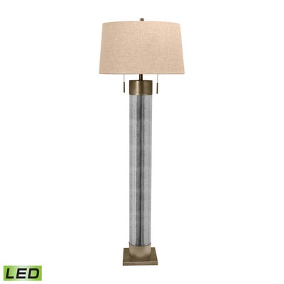 Lamp Works Mercury Glass Cylinder LED Floor Lamp With Antiqued Brass Accents Mercury,Antiqued Brass