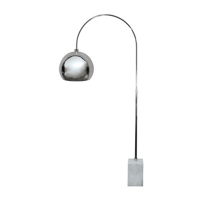Lamp Works White Marble Base Arc Floor Lamp Silver,White