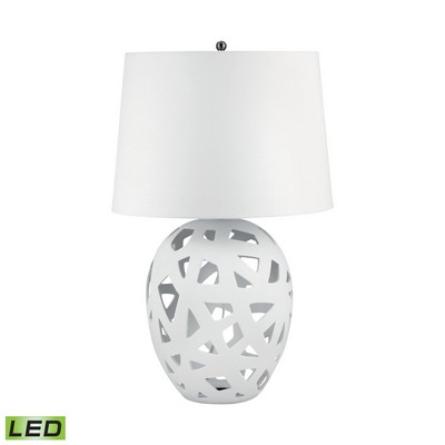Lamp Works Open Work Bisque Ceramic LED Table Lamp In White White